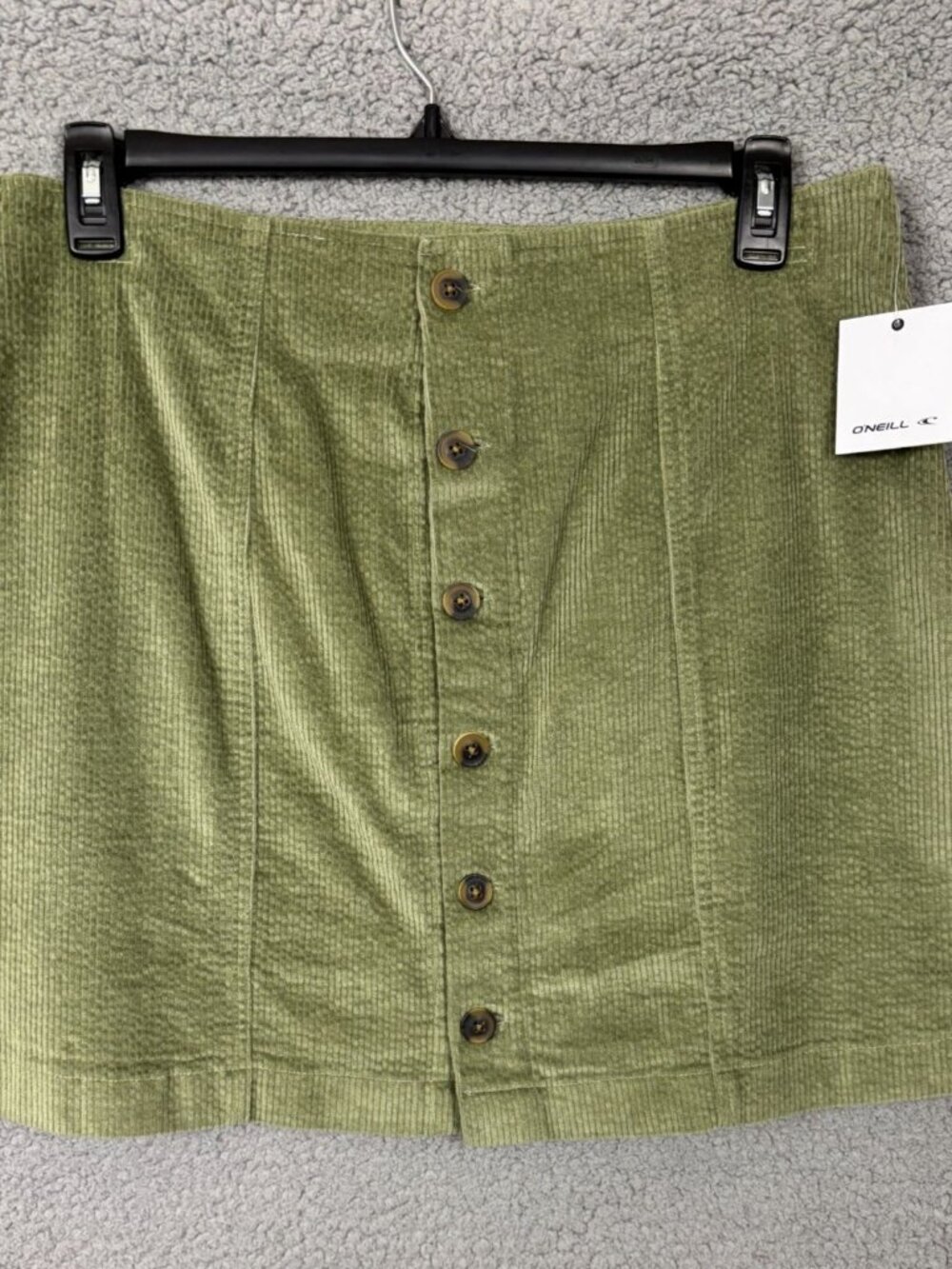 O'Neill Juniors' Delilah Button-Front Corduroy Miniskirt - Oil Green XXL NWT's.